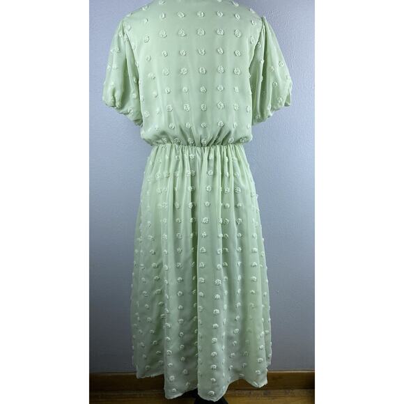 Baltic Born Sz S Mint Green Puffed Slv Btn Front Elastic Waist Mila Swiss Dot - Picture 5 of 12
